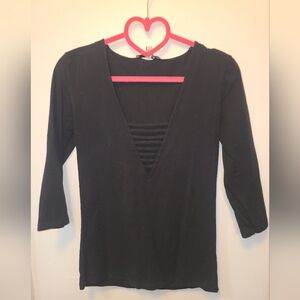 Express Black Deep V-Neck Top